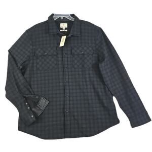 Scott James ~Men's Size XL~ Heavy Shirt Navy/Black Plaid Pearl Snap Button Down.